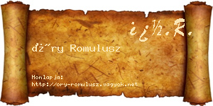 Őry Romulusz névjegykártya